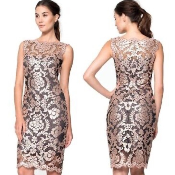 Tadashi Shoji black gold illusion sequins gown size 12 - Picture 2 of 14